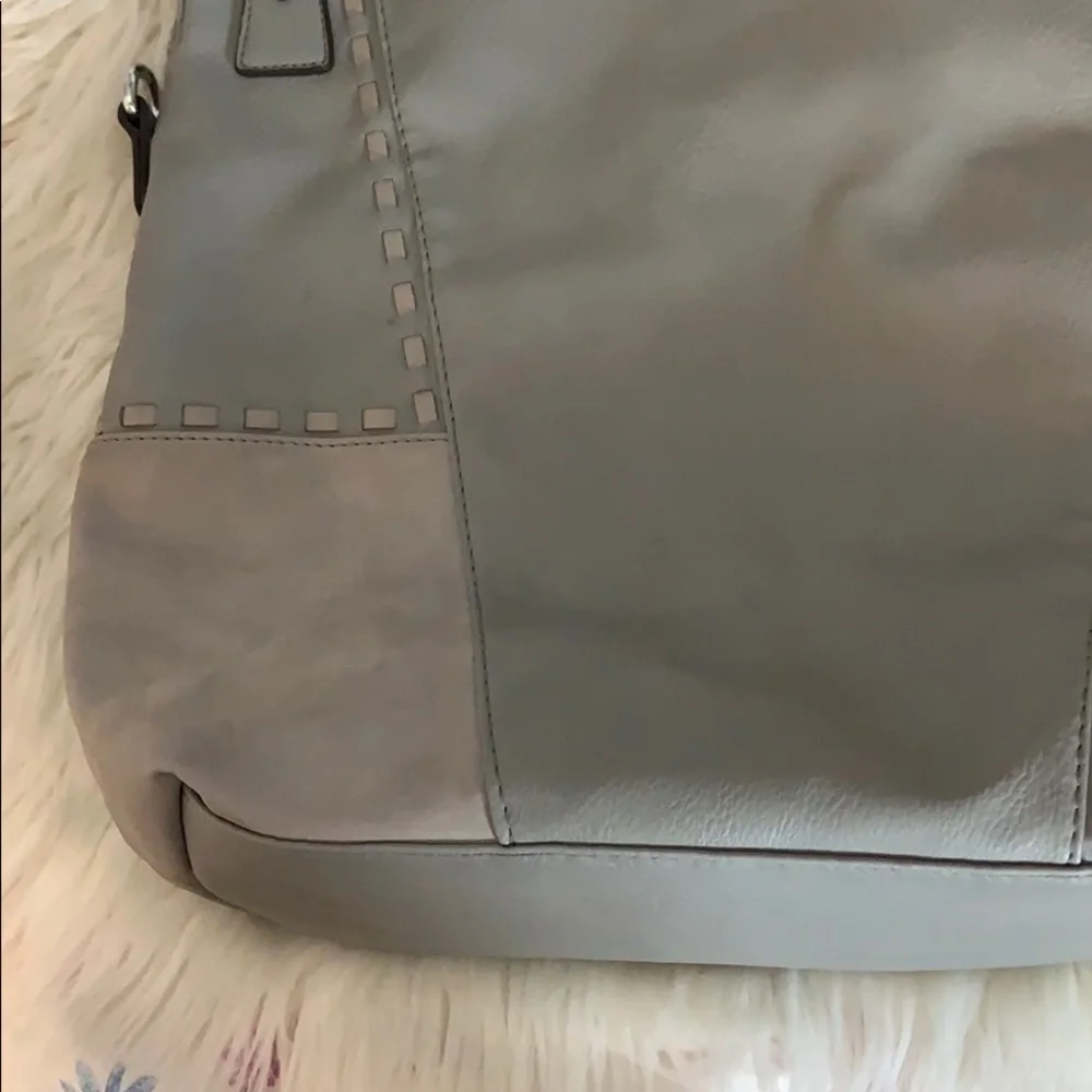 Grey Faux Leather‎ Hobo Tote Shoulder Bag Patchwork